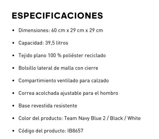 Maleta deportiva Adidas mediana negra