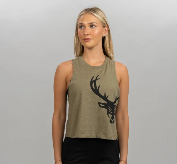Playera Bucked Up Cropped Muscle Tank verde militar
