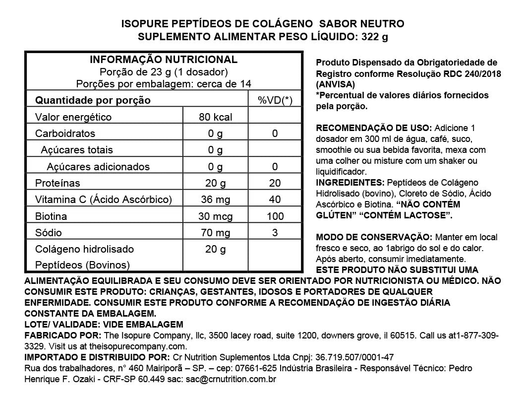ISOPURE COLLAGEN PEPTIDES 332 GR