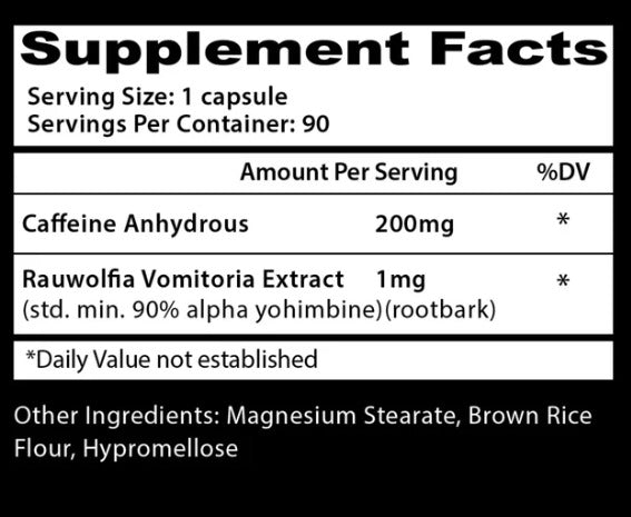 YOHIMBINE + CAFFEINE 90 CAPS INSANE LABZ