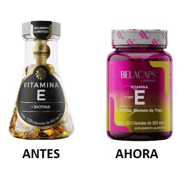 Vitamina E + Biotina 120 softgels, Belacaps