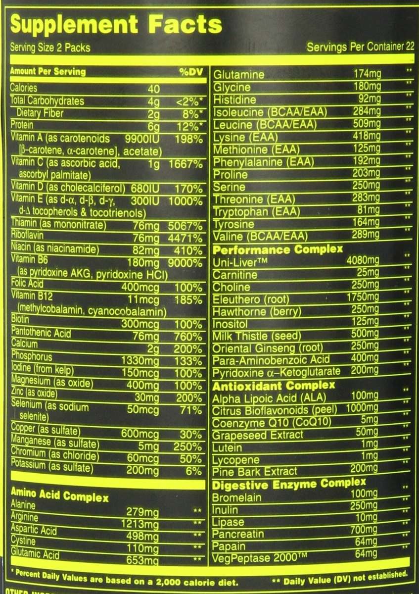 Animal Pak Polvo 22 serv Fitness Market México