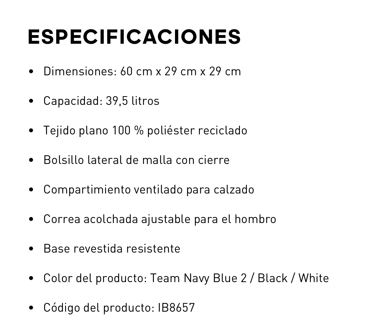 Maleta deportiva Adidas mediana negra