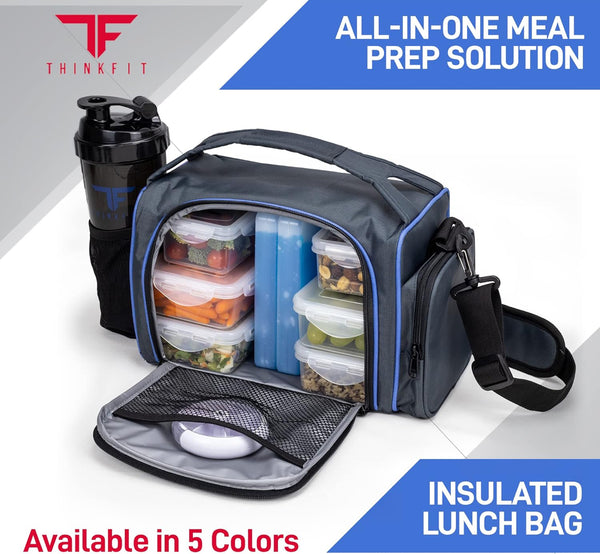 Lonchera Termica ThinkFit para 6 comidas Azul-Negra