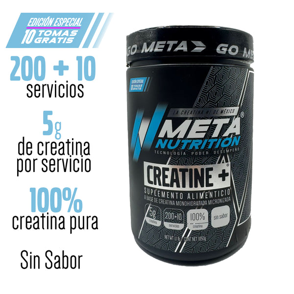 Creatine+ Meta Nutrition, 200 servicios + 10 gratis, Alta Pureza