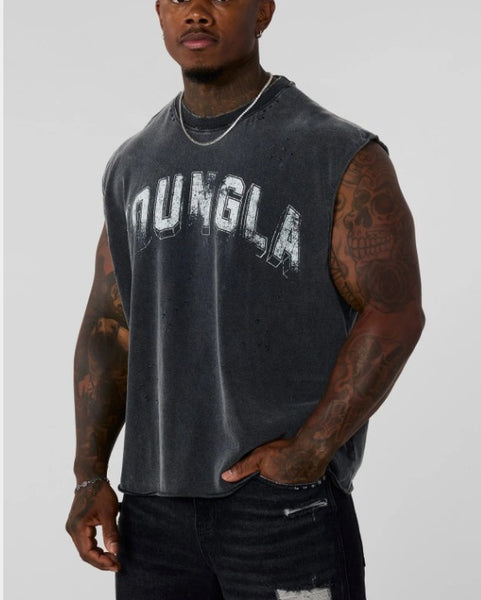 YOUNGLA 3054 - Playera sin mangas gris Scuffed Cloud Cut-offs