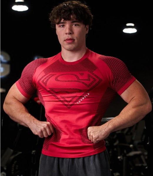 YOUNGLA 4117 - Superman Compression Tees Roja