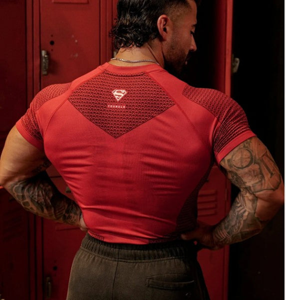 YOUNGLA 4117 - Superman Compression Tees Roja