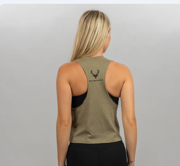 Playera Bucked Up Cropped Muscle Tank verde militar