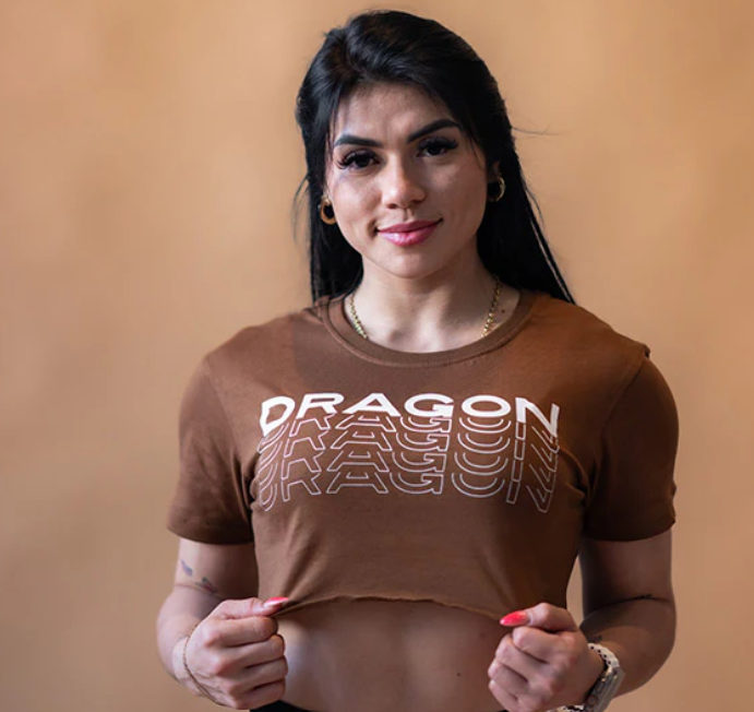 Playera Dragon FALLOUT OVERSIZED CROP TOP Café