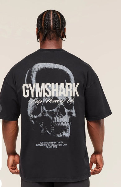 GS Playera Oversized Negra estampado calavera