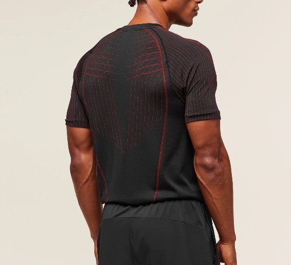 GS Playera stretch Apex Seamless T-Shirt negra-rojo