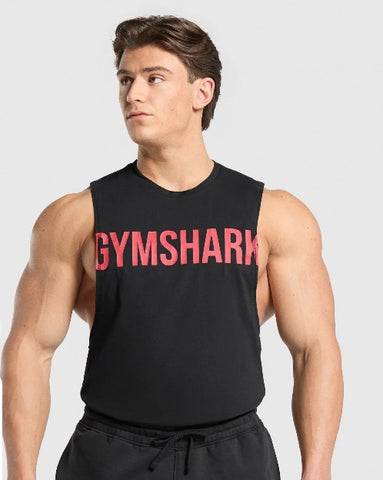 GS Playera sin mangas negra letras rojas