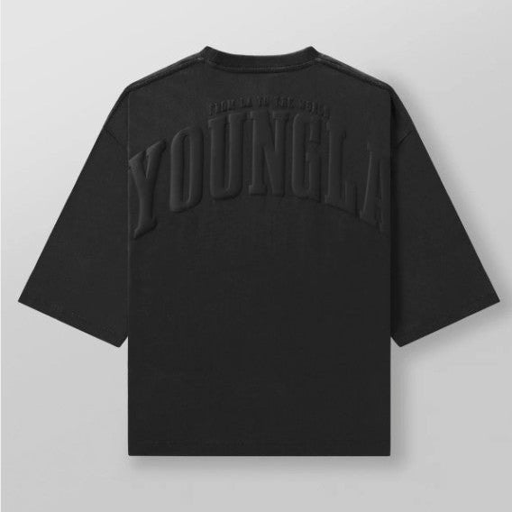 YOUNGLA 4138 - Foundation Cropped Tees NEGRO LAVADO