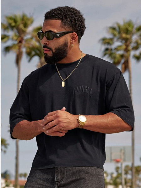 YOUNGLA 4138 - Foundation Cropped Tees NEGRO LAVADO