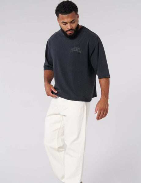 YOUNGLA 4138 - Foundation Cropped Tees NEGRO LAVADO