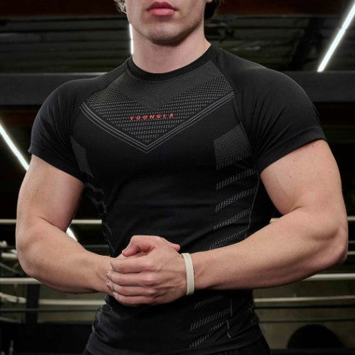 YOUNGLA 465 Superhero Compression Tees Negra rojo