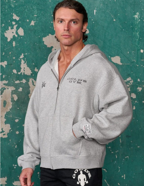 YOUNGLA 5162 - Golds Gym Throwback Zip-ups Sudadera Gris