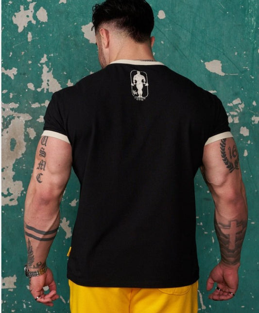 YOUNGLA 4009 - Golds Gym Ringer Tees Negra con blanco