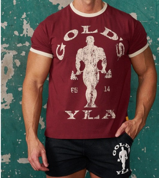 YOUNGLA 4009 - Golds Gym Ringer Tees roja con blanco