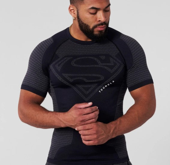 YOUNGLA 4117 - Superman Compression Tees Negra