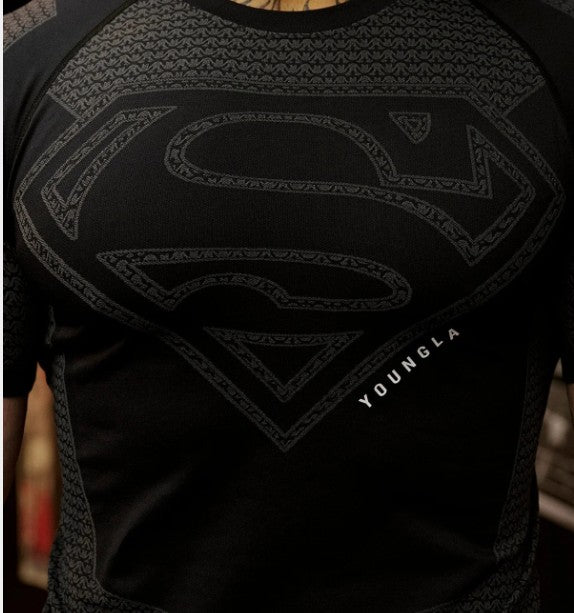 YOUNGLA 4117 - Superman Compression Tees Negra