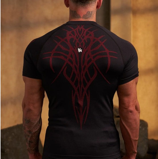 YOUNGLA 4067 - Gothic Compression Tees Negra con rojo