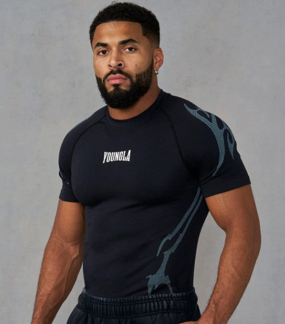 YOUNGLA 4067 - Gothic Compression Tees Negra Azul