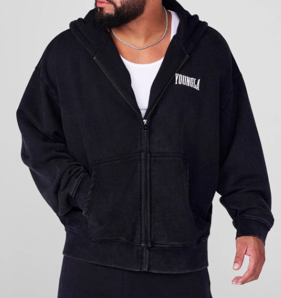 SUDADERA YOUNGLA 5062 - Heritage Zip-Up Hoodies NEGRA LISA