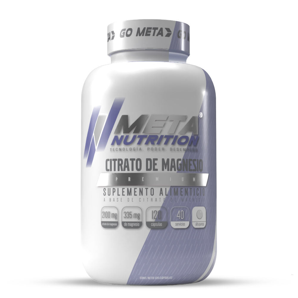 Citrato de Magnesio Premium, Meta Nutrition 120 caps. 40 servicios de 2100mg