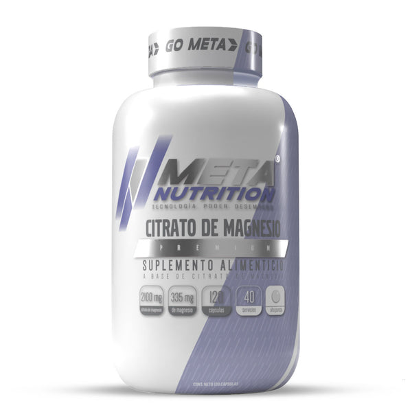 Citrato de Magnesio Premium, Meta Nutrition 120 caps. 40 servicios de 2100mg