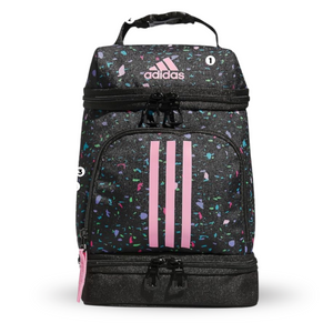 Lonchera Adidas con aislante térmico colores degradados negra rosa decorada