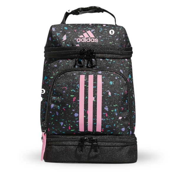 Lonchera Adidas con aislante térmico colores degradados negra rosa decorada