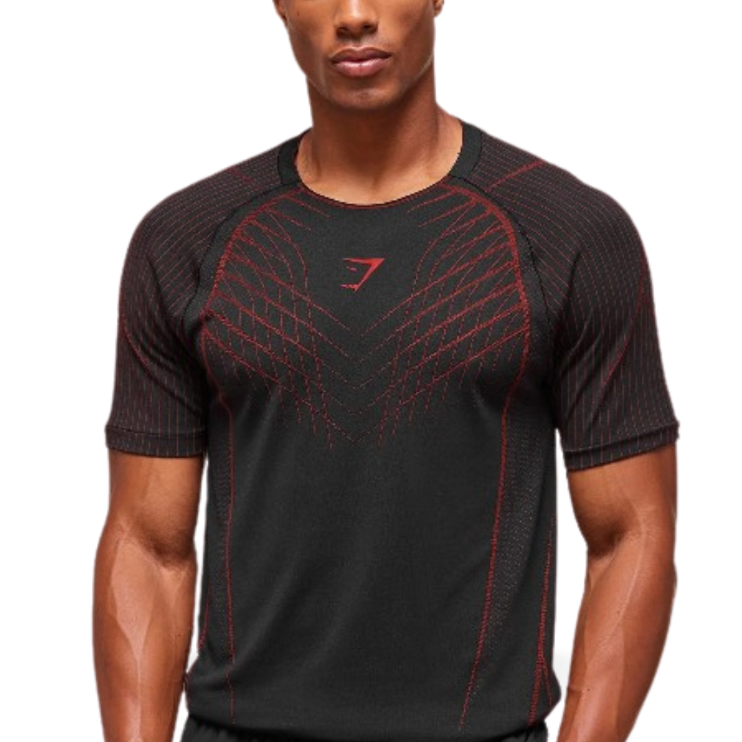 GS Playera stretch Apex Seamless T-Shirt negra-rojo