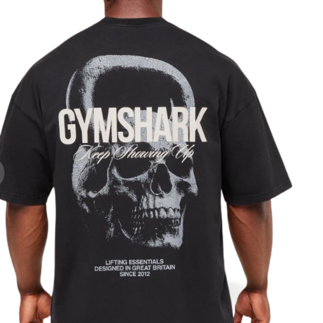 GS Playera Oversized Negra estampado calavera