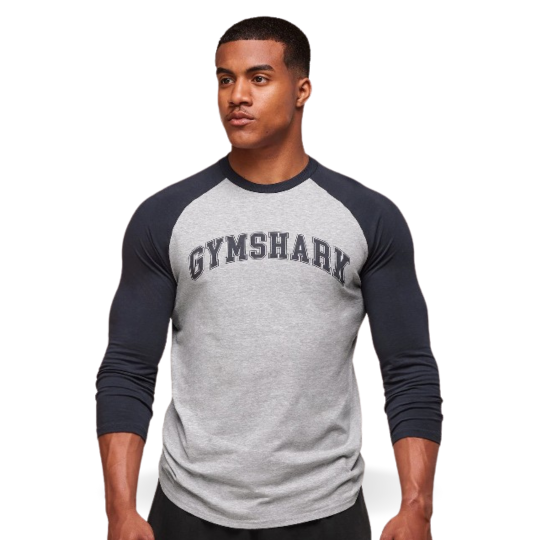 GS Playera manga larga azul con gris