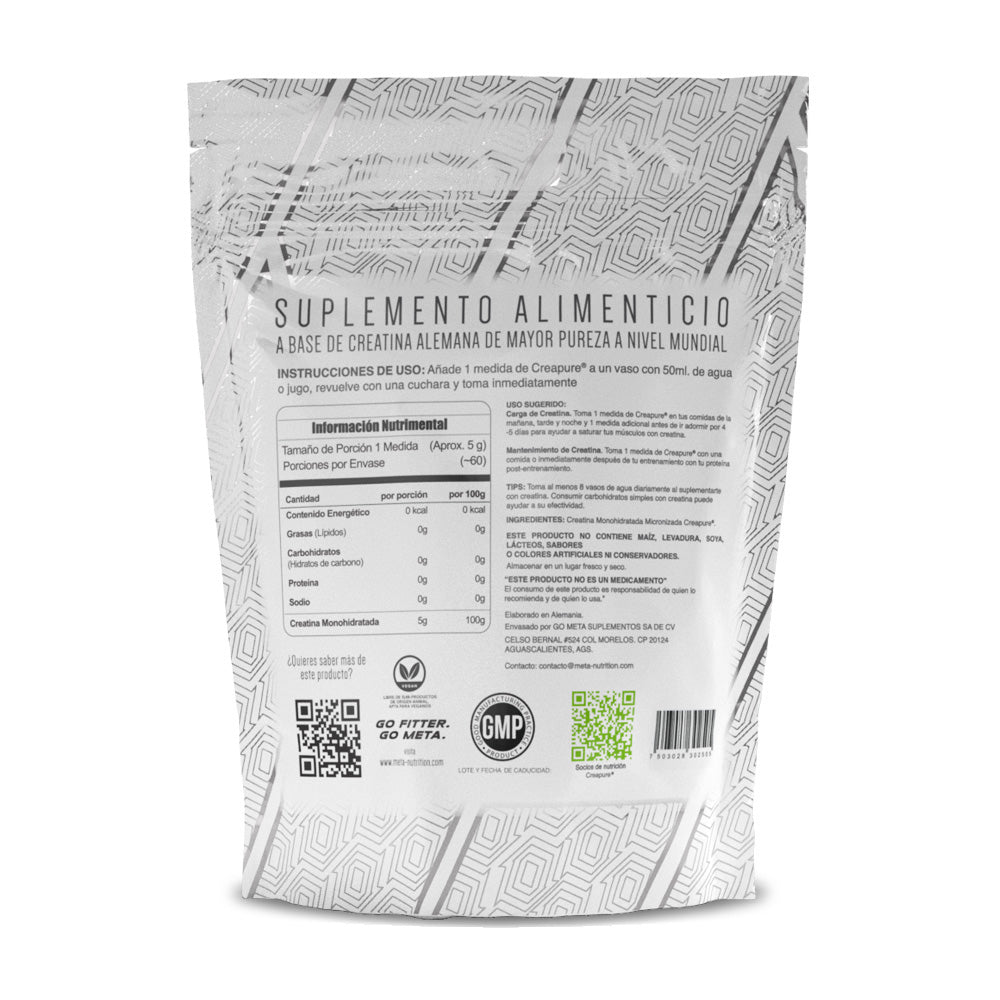 100% German Creatine (Creapure®), Meta Nutrition,  60 servicios
