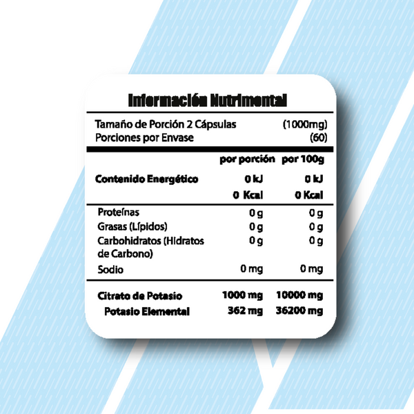 Citrato de Potasio Premium, Meta Nutrition 60 servicios de 1000mg
