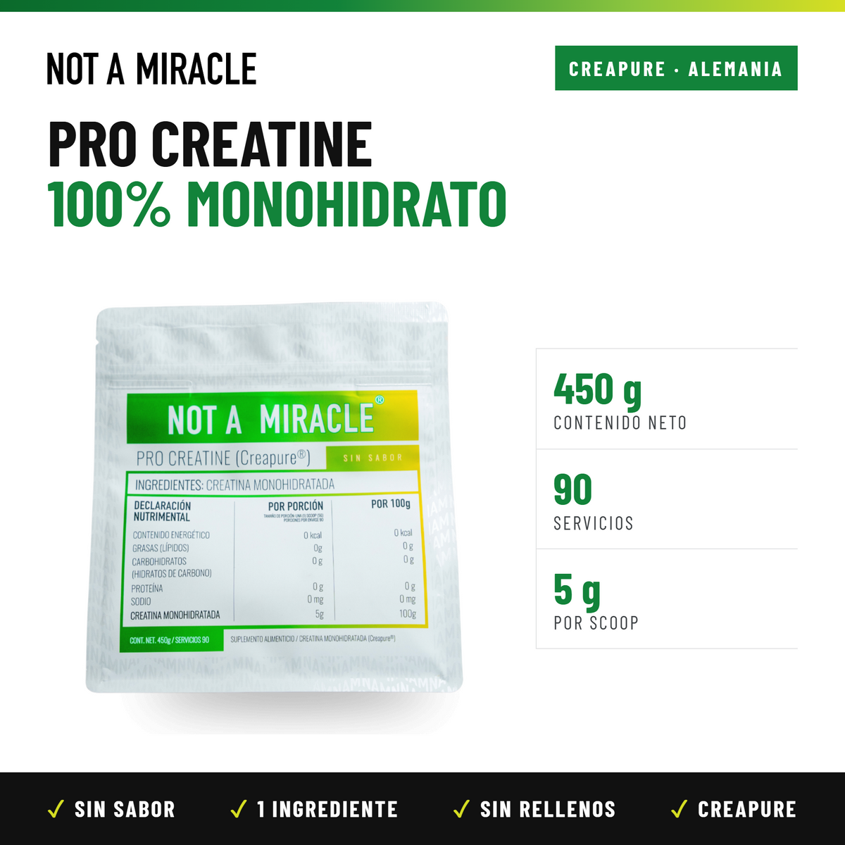 NOT A MIRACLE, PRO CREATINE ( CREAPURE) 90 SERVICIOS,