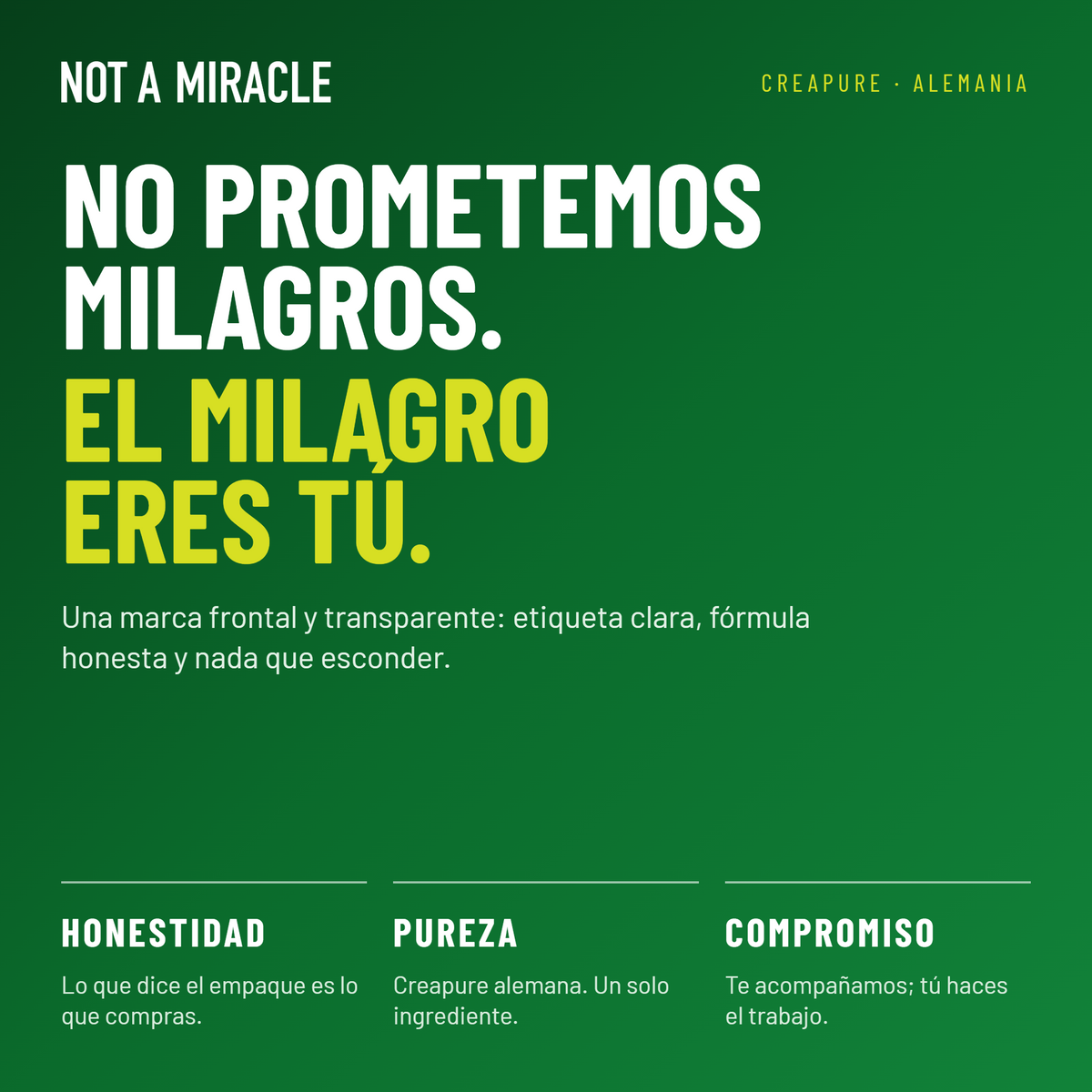 NOT A MIRACLE, PRO CREATINE ( CREAPURE) 90 SERVICIOS,