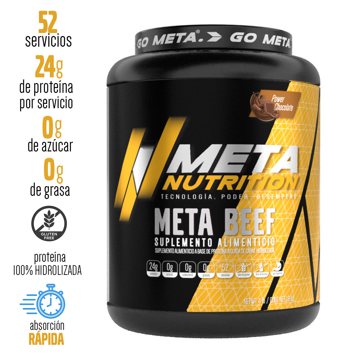 Meta Beef, Proteína Aislada de Carne, Libre de Lácteos
