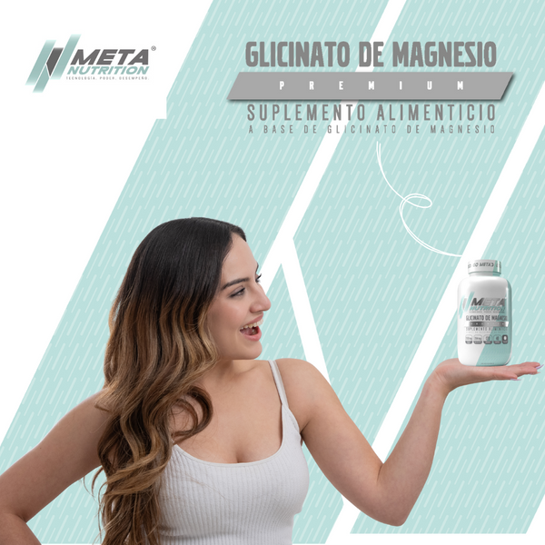 Glicinato de Magnesio Premium, Meta Nutrition 120 caps. 40 servicios 2100mg.