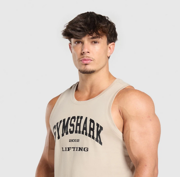 Gymshark Playera - 2012 Lifting Cut off Tank Beige