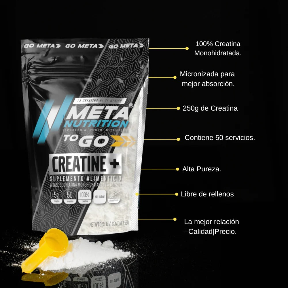 Creatine+ To Go | Creatina Monohidratada Micronizada| 50 Servicios.