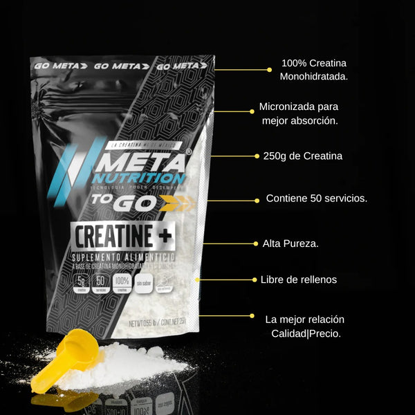 Creatine+ To Go | Creatina Monohidratada Micronizada| 50 Servicios.