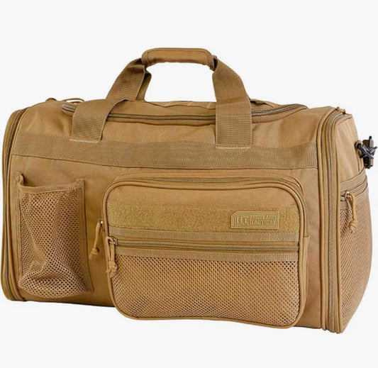 Maleta Tactica Gym highland tactical. Doble compartimento frontal Camel