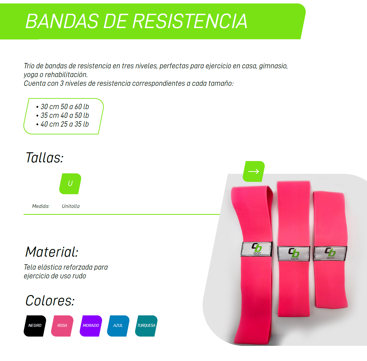 Kit de tres bandas de resistencia