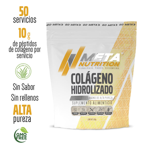 Colágeno Hidrolizado Puro Meta Nutrition. Grass Fed. 500g