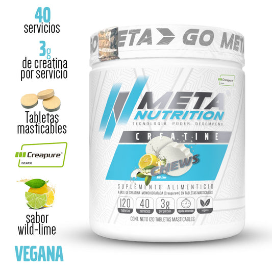 Creatine Chews Meta Nutrition (Creapure®), 120 tabletas sabor wild lime
