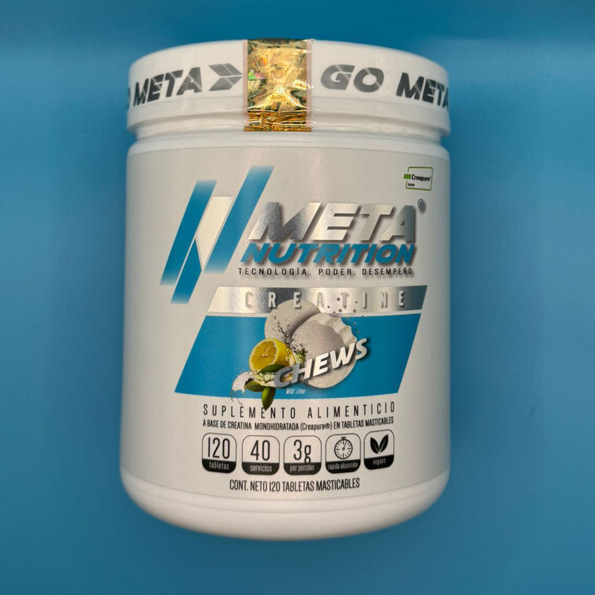 Creatine Chews Meta Nutrition made with Creapure -1 servicio 3 tabletas.